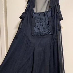 Navy Blue Babydoll Chiffon Dress w/ Slip